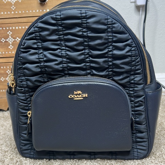 Coach Court Pebbled Leather Backpack With Ruching - Picture 5 of 11